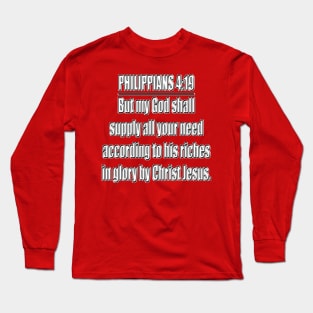 Philippians 4:19 King James Version Bible Verse Typography Long Sleeve T-Shirt